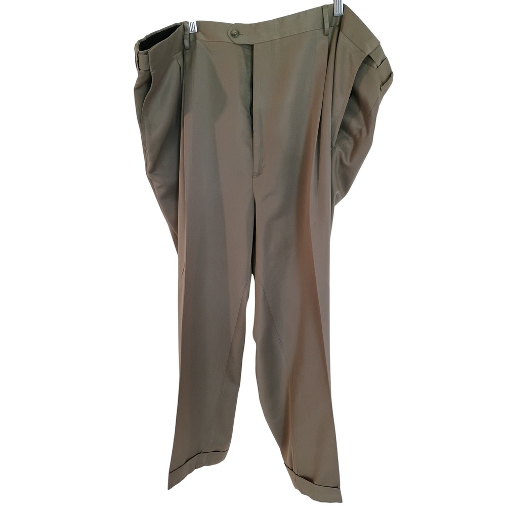 Oak Creek Mens Pleated Cuffed Dress Pants 48x30 Big TaupeGrayMicrofiber Trousers